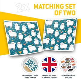 Square Stickers (Set of 2) 10cm - Cute Sheep Heart Lamb Kids Fun Laptop Tablet Luggage Scrapbook #14792