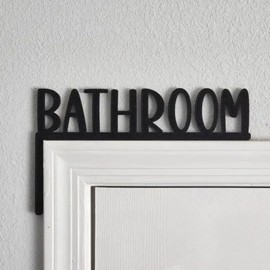 2025 New Year Gift - Cute Metal Door Topper Love You Bye Over Door Frame Decor Corner Sign Black Ornaments Wood Decorations Funny Christmas (Bathroom)