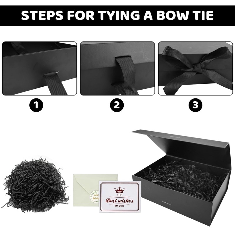 Black Gift Box with Lids, Magnetic Gift Box Luxury Present