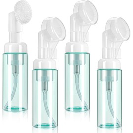 4Pcs Foam Bottle with Brush, Empty Plastic Foaming Soap Dispenser, Travel Size Mini Foam Pump Bottle Container (Green, One Size)