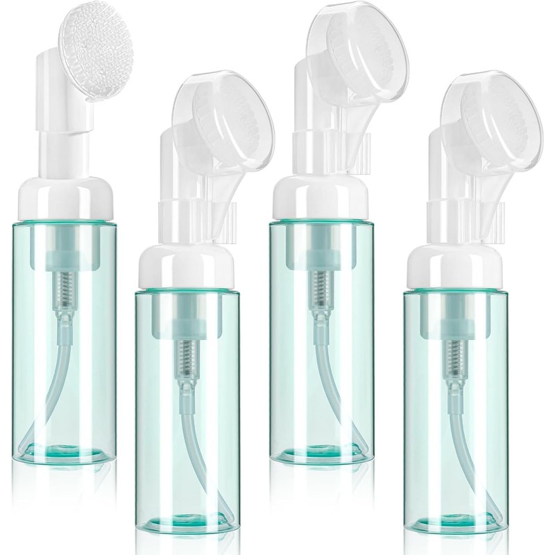 4Pcs Foam Bottle with Brush, Empty Plastic Foaming Soap Dispenser,