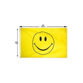 AIMALL Large Yellow Smiley Face Flag with Brass Grommet Heavy Duty Outdoor Happy 90 X 150 CM - 3ft x 5ft， Easy Mounting, Perfect for Indoor & Outdoor Joyful Displays