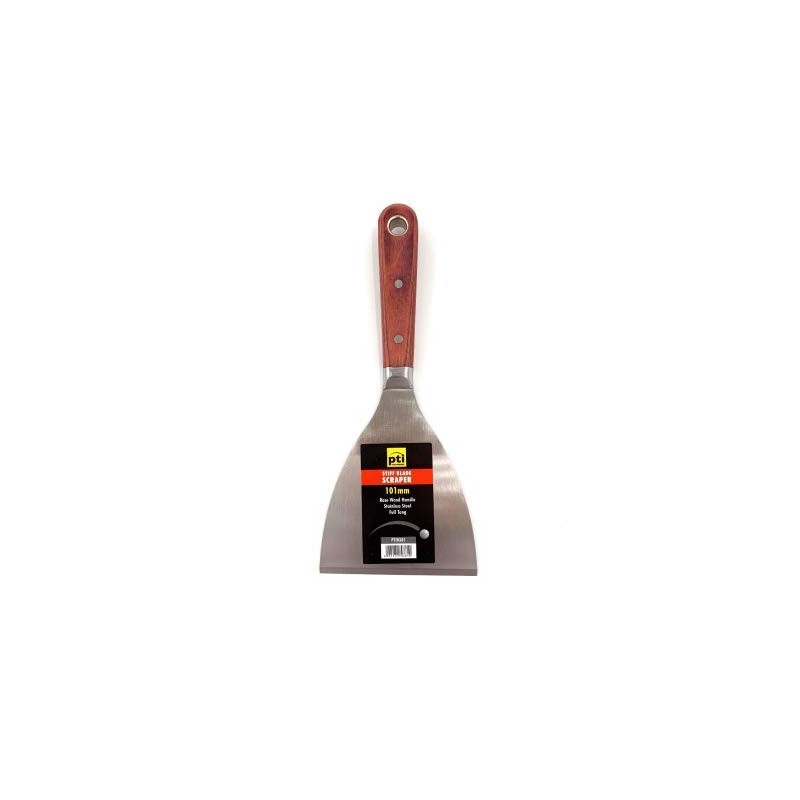 PTI 101mm Stiff Blade Paint Scraper Stainless Steel Blade Rosewood