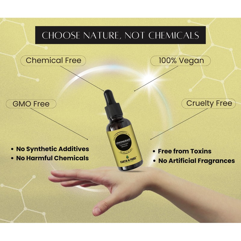 Earth N Pure Lemongrass Essential Oil | Steam Distilled |