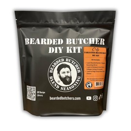 Bearded Butchers Tailgater Bratwurst DIY Kit - Create Mild, Cheesy, and Savory Homemade Brats - Includes Our Tailgater Seasoning, 32mm Collagen Casings, and High-Temp Diced Swiss Cheese for Up to 25 lbs of Meat