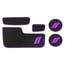 Anti-dust Custom Compatible for 2014-2020 Dodge Durango Cup Holder Insert & Center Console Shifter Liner Trim Mats | 5pc Custom Fit Non Slip Storage Bin Mat Set Interior Accessories - Purple