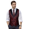 DiBanGu Mens Paisley Suit Vest Silk Jacquard Waistcoat and Necktie