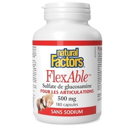 Natural Factors Natural Factors FlexAble? Glucosamine Sulfate 500 mg, Sodium Free Joint Support, 180 Capsules = 60 Day Supply