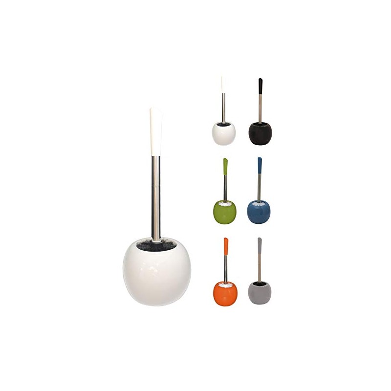 Brushmann Round Ceramic Toilet Brush Set (White)
