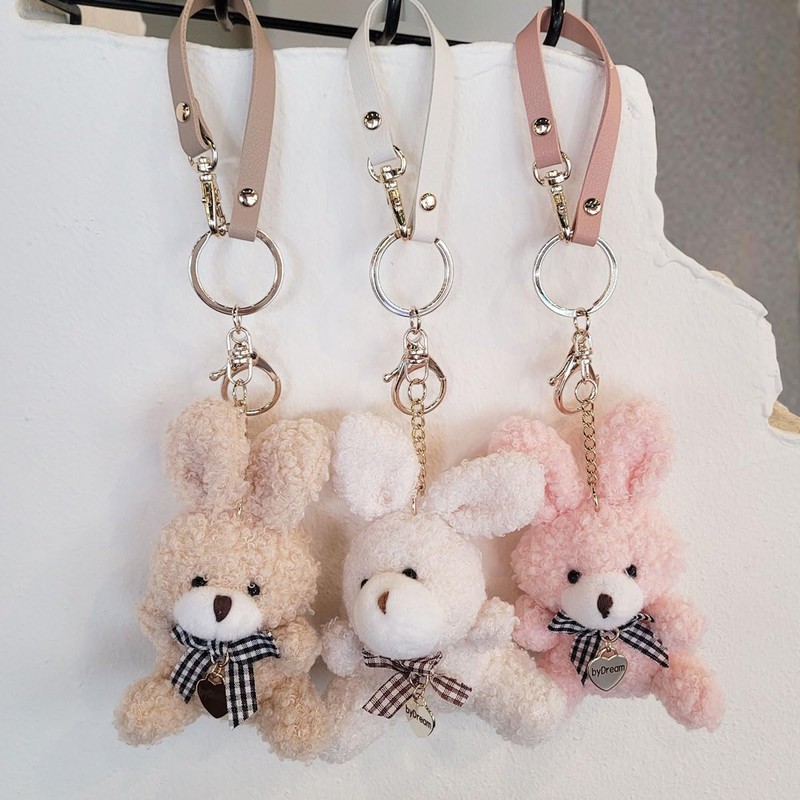[byDream] Rabbit Keychain Rabbit Bag Charm Plush Bunny Keychain with