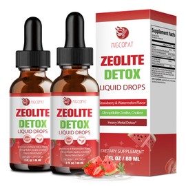 Zeolite Detox Liquid Drops 2 Pack(60ml Each), Zeolite Drops with B12, D3 & Vitamin C – Pure Body Cleanse Support for Heavy Metals, Natural Zeolite Formula, Strawberry Watermelon Flavor, 120ml