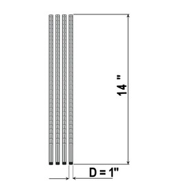 HAPPY STEEL 14" NSF Chrome Wire Shelf Post, 1 Inch Metal Pole, Foot Included, for Wire Shelf Rack, Poles and Parts (4 Pack)