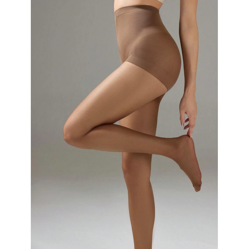 Malustar 3 Pairs 10 Denier Sheer Tights (Tan, XL)