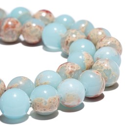 abalorio de piedras preciosas naturales de 6 mm, abalorio de jaspe azul cielo, abalorio redondas pulidas y lisas para hacer pulseras, joyas y abalorio sueltas de 15 pulgadas