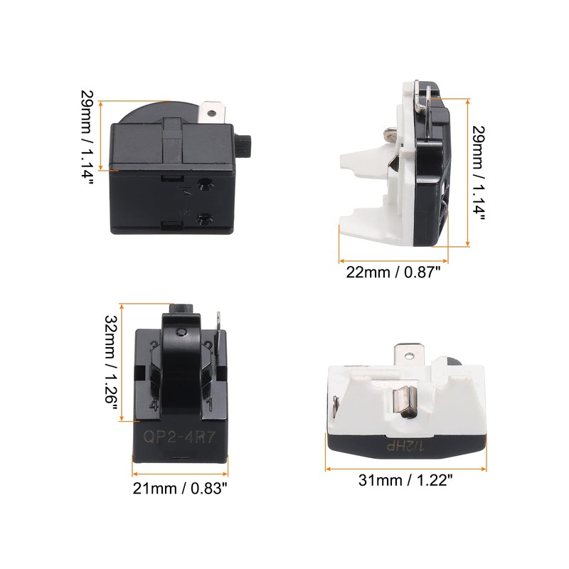 sourcing map 4pcs Refrigerators PTC Starter Relay 1 Pin 4.7