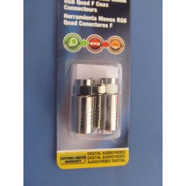 Monster Tool Less RG6 Quad F Connectors.  Package of 2  #140078-00   NEW