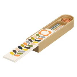 Orla Kiely | Wooden Pencil Box | Sliding Lid | Stem Flower Print