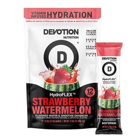 Devotion Nutrition HydroFLEX Water Flavoring Packets – Sugar-Free Hydration with Vitamins & Electrolytes – Dye-Free, Gluten-Free (Strawberry Watermelon) 12-Pack Drink Mix