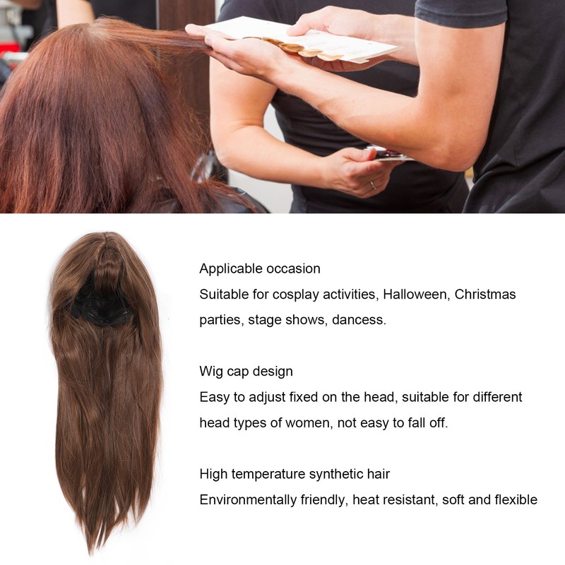 Light Brown Straight Wigs High Temperature Fiber Women Light Brown