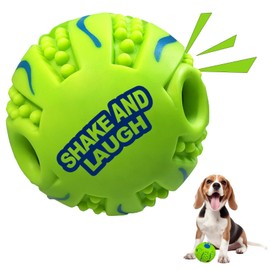 SHAKE AND LAUGH Spiky Interactive Dog Toys Ball, Shaking with Gibbering Sound, for Training, Teeth Cleaning & Herding, Wave, M, 3.46 in (8.8 cm)