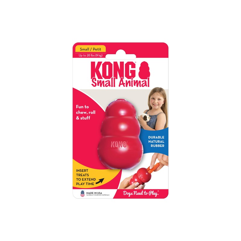 Kong Juguete Interactivo Classic para Aves y Hurones/Conejos, Color Rojo,