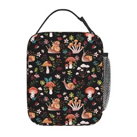 Gianlaima Mushroom Vintage Rustic Farmhouse Autumn Insulated Lunch Box For Women Man, Portable Lunch Bag Reusable Cooler Tote For Office Work Travel Picnic Camping Beach