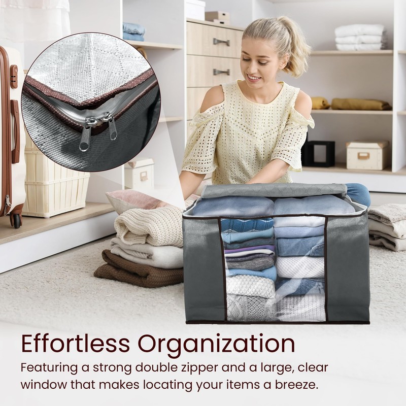 Reli. 90L Large Clothes Storage Bags (6 Pack) Closet Organizers