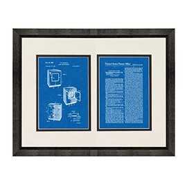 Laundry Drying Machines Patent Art Blueprint Print in a Beveled Black Wood Frame with a Double Mat (20" x 24") M15862