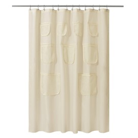 Mrs Awesome Sand Fabric Shower Curtain or Liner with 9 Mesh Pockets,72 x 72 inch, Water Proof, Washable and Rust Proof Grommets,Sand