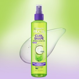Garnier Fructis Style Curl Shape Defining Spray Gel for No Frizz, 8.5 Fl Oz, 3 Count (Packaging May Vary)