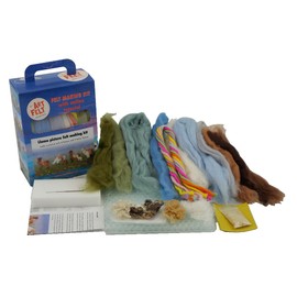 Artfelt Llama Picture Felt kit- a Carefully Designed Felting kit to Make a Llama Picture with 4 Llamas and Their Colourful Stripy Saddles and 2 Baby Llamas. with Online Tutorial.