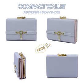 Libetter Women's Cute Trifold Coin Purse Ribbon Wallet for Girls, Elementary School Students, Junior High School Students, blue