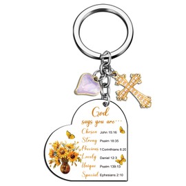 Sunflower Gifts For Women Religious Gifts For Women Christian Gift For Girls Birthday Gift For Female Godly Item Inspirational Bible Verse Keychain Inspirational Gifts For Women Heart Keychain