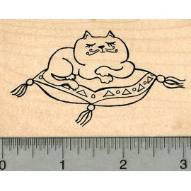 RubberHedgehog Cat Rubber Stamp, Kitty on Fancy Pillow K36202 WM