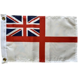 NWFlags White Ensign Flag 18" x 12" 75d Premium Polyester | Polyester 1.5x1 foot material flag with 2 Eyelets