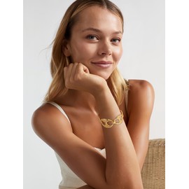 ENSKEFEN Gold Statement Cuff Bracelets for Women Chunky Open Bangle Bracelet Minimalist Bold Trendy Irregular Hollow Gold Bracelets