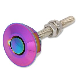 Kyostar Quick Latch Hood Pins Universal Low Profile Aluminum & Stainless Steel 1.25" Neo Chrome Car Hood Pins Lock Clip Kit