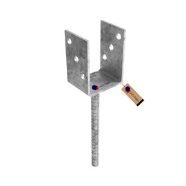GeZu Impex® U-Post Support 91 mm U-Shape with Stone Pin 200 mm for Embedding in Concrete, Post Holder, Fence Support