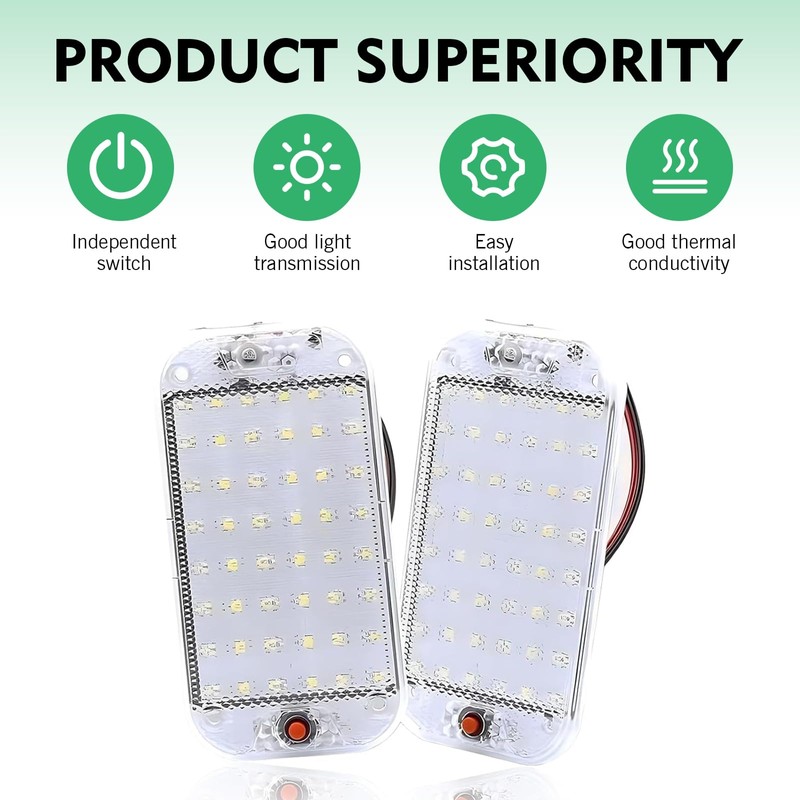 yorpyep 2 PCS Car Dome Light, 48LED Ultra-thin Adjustable High-brightness