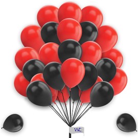 Balloons 25 Pack 5 Inch Balloons Red & Black Balloons for Birthday Decorations Plain Round Balloons Party Latex Balloons for Baby Shower Engagement Wedding.