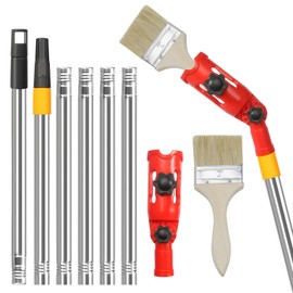 CHSEROK Multi-angle brush extension, 1.75 m extension, paint roller, stainless steel and plastic brush extension, equipped with a brush for high ceilings, walls, decorations