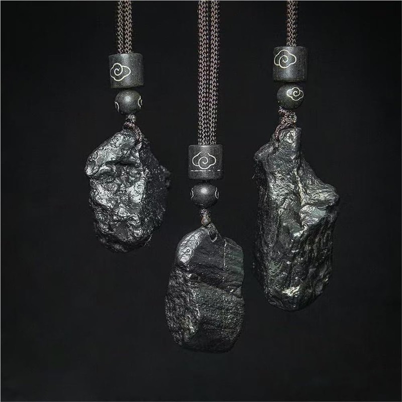 KETLIXS Raw Meteorite Iron Silicide Siderolite Meteorite Necklace Cosmic Tektites