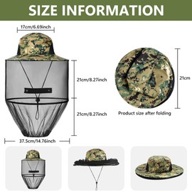 AOGOE Mosquito Head Net Hat, Mosquito Hat with Removable Netting, Bee Keeper Hat, Anti-Mosquito Fishing Hat, Camping Mosquito Hat, Midgie Face Cover, Portable Midge Head Net Hat for Outdoor Hiking