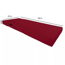 Danfuton Lounger Folding Foam Mattresses, Portable Sleepover Bed, 6 x 32 x 80, Red