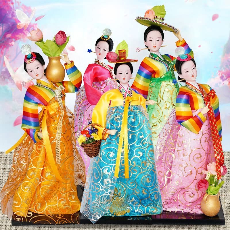 BOEYAA 12in Korean rag Dolls Handmade Hanbok Dolls Oriental Doll