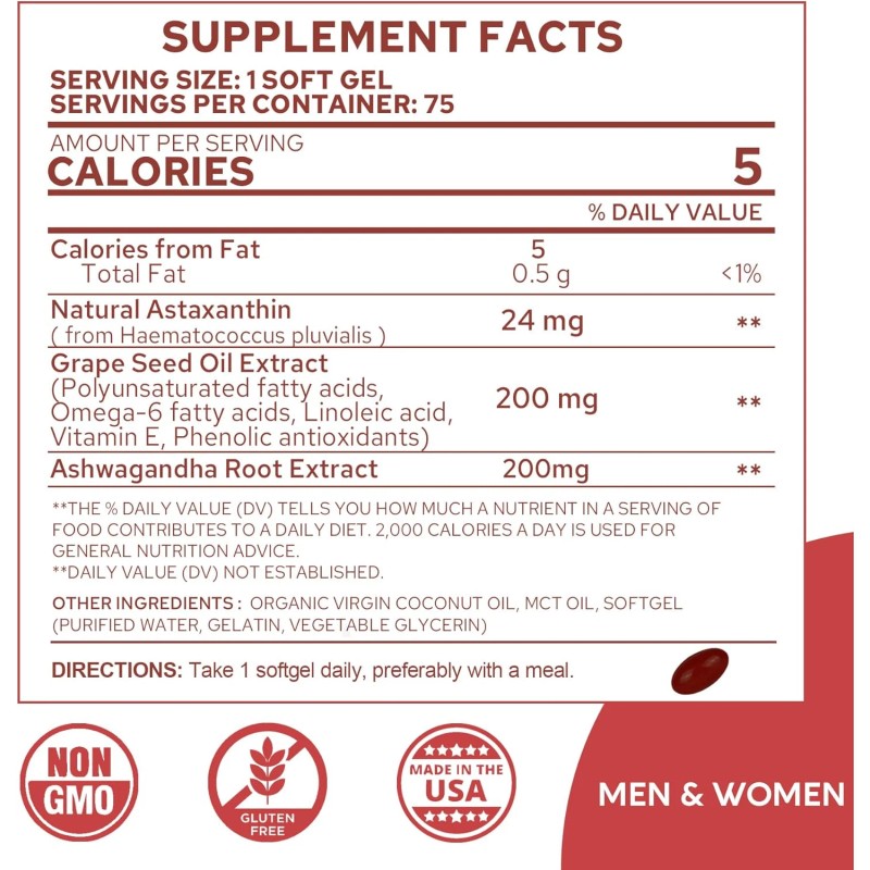 Neviss Astaxanthin 24mg Softgels w/ MCT & Ashwagandha - 150