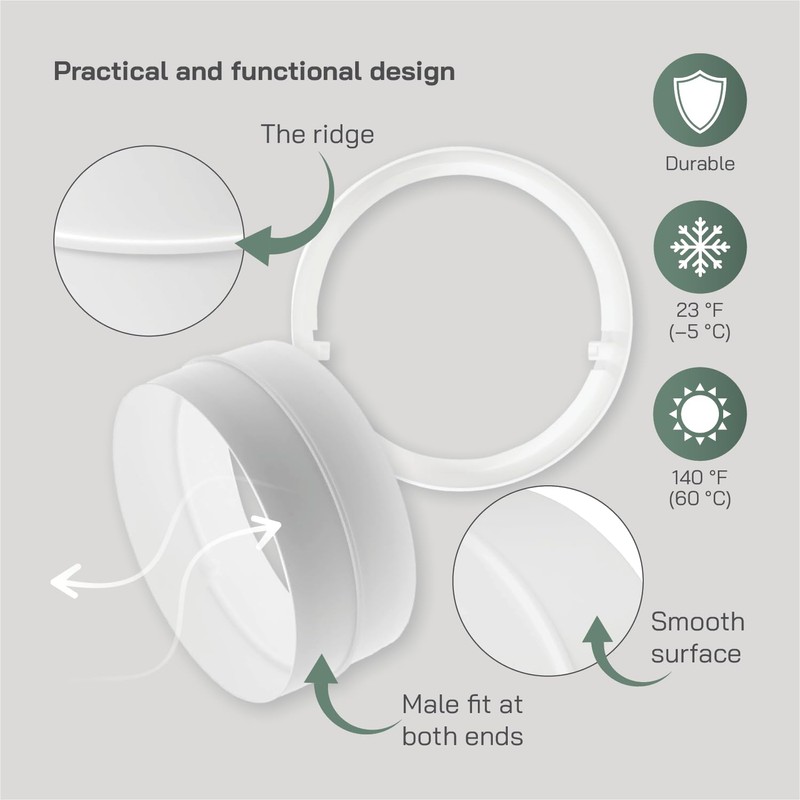 Vent Systems Diameter 150 mm Round Duct Connector for Straight