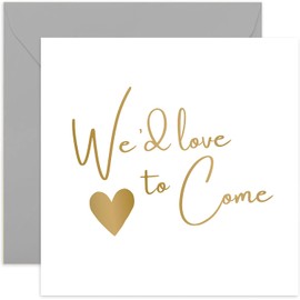 RSVP Acceptance Card for Wedding Engagement Confirmation Party - 'We'd Love to Come' Party Response - Replying to Bride and Groom Invitation to Special Day, Blank Inside