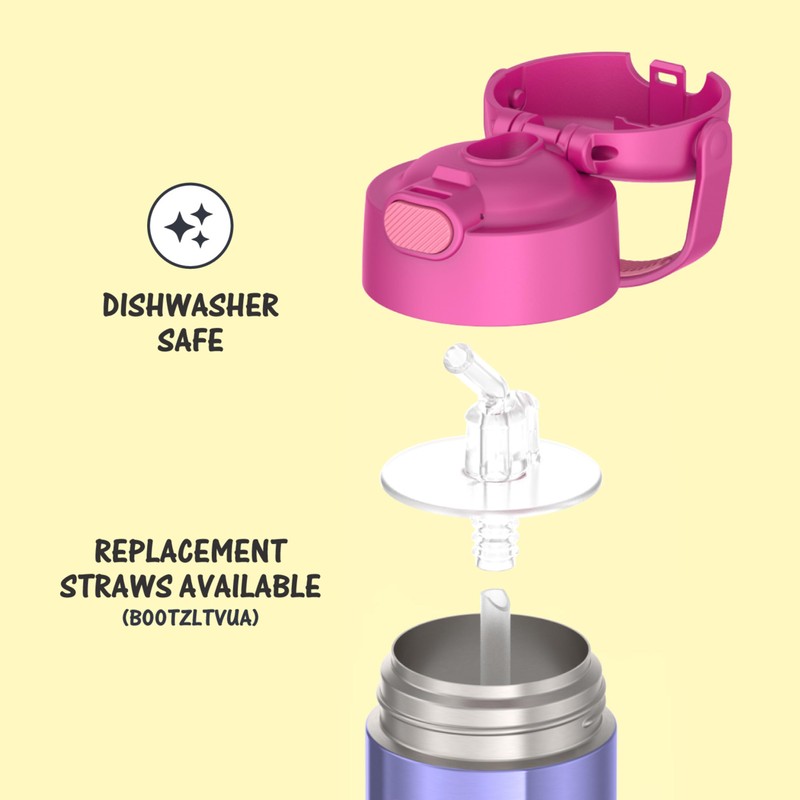 THERMOS FUNTAINER - Botella de pajita para niños, de acero