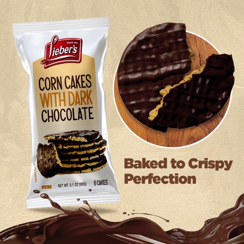 LEIBERS Dark Chocolate Coated Corn Cakes Snack pack – 6